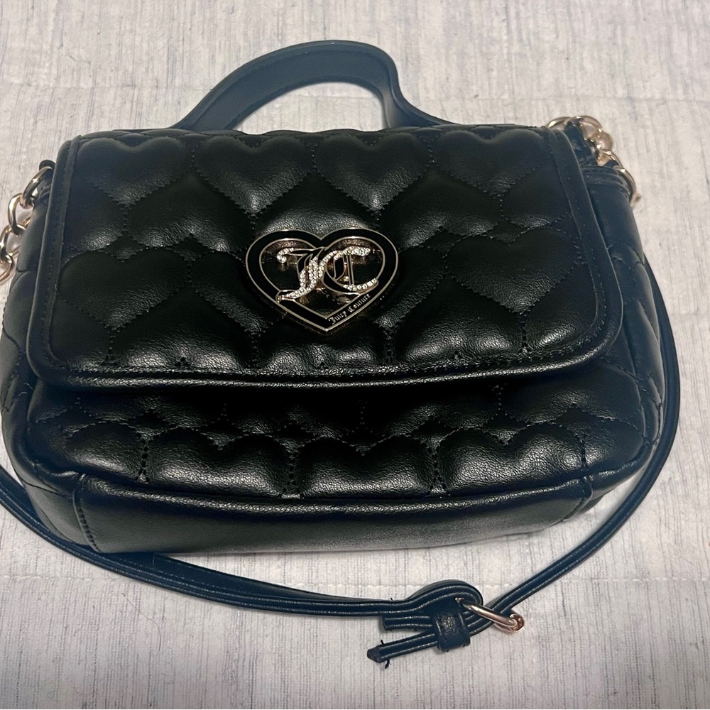 Juicy Couture Black Quilted Crossbody Bag with Heart Detail NWOT